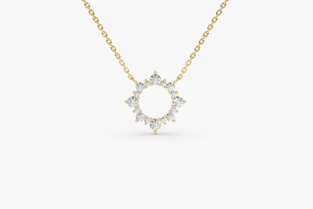 Round Cut Diamond Sun Necklace for Women - Doozy Diamonds