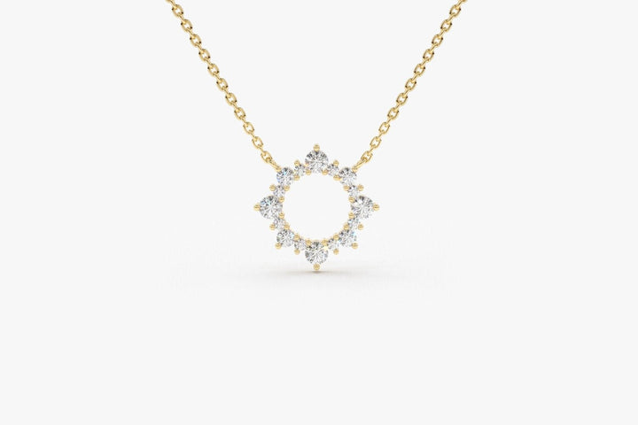 Round Cut Diamond Sun Necklace for Women - Doozy Diamonds