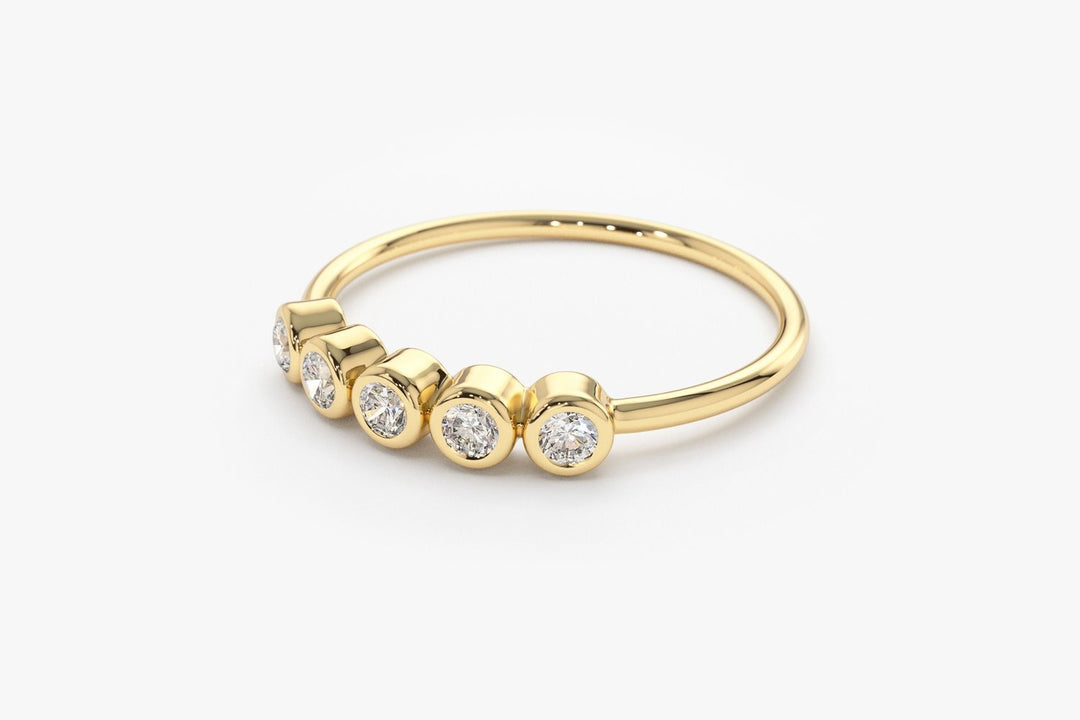Bezel Set Round Cut Five Stone Diamond Band for Women - Doozy Diamonds