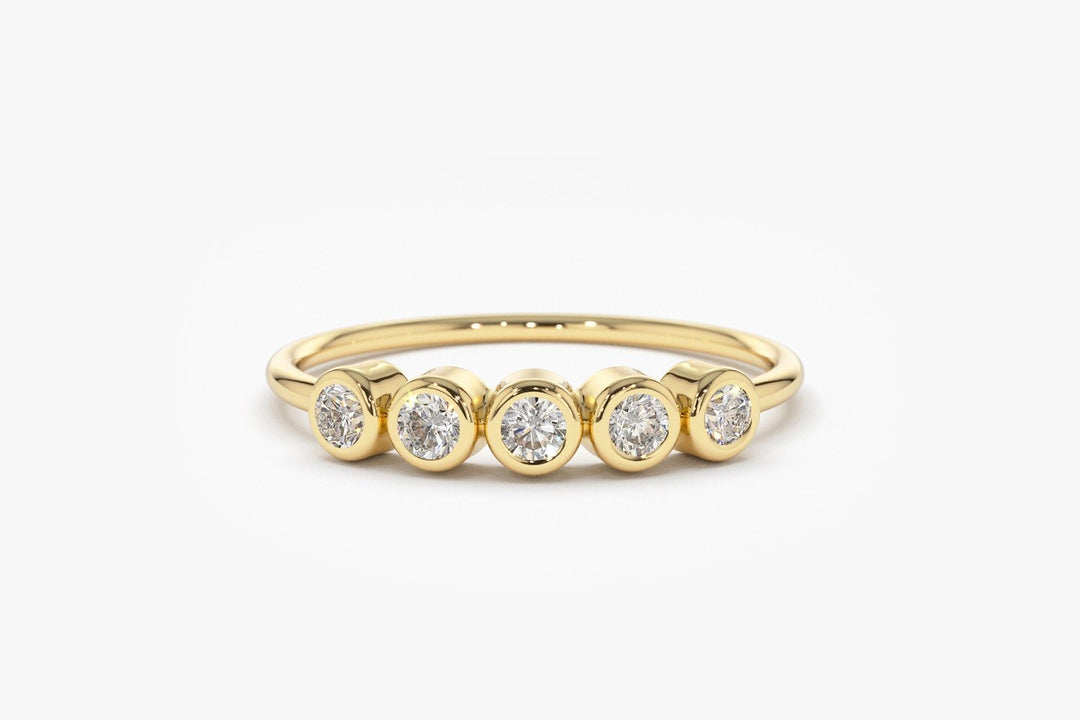 Bezel Set Round Cut Five Stone Diamond Band for Women - Doozy Diamonds
