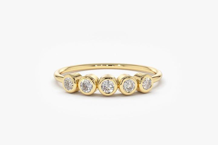 Bezel Set Round Cut Five Stone Diamond Band for Women - Doozy Diamonds
