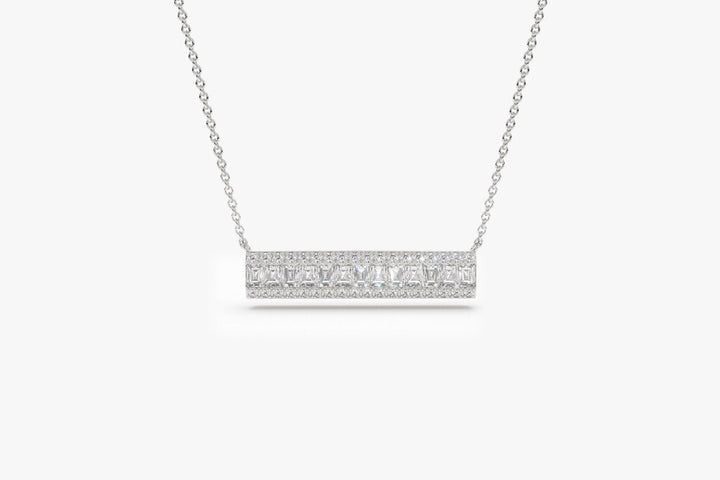 Bar Baguette Diamond Pendant Necklace for Christmas Gift - Doozy Diamonds