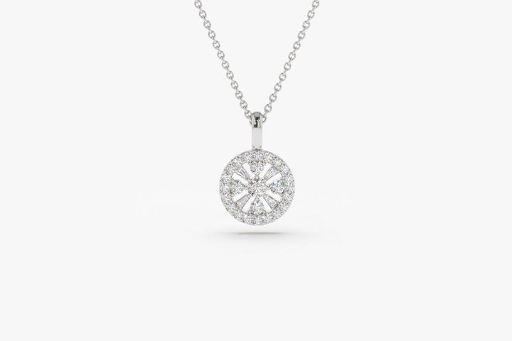 Round & Baguette Cut Diamond Necklace for Anniversary Gift - Doozy Diamonds