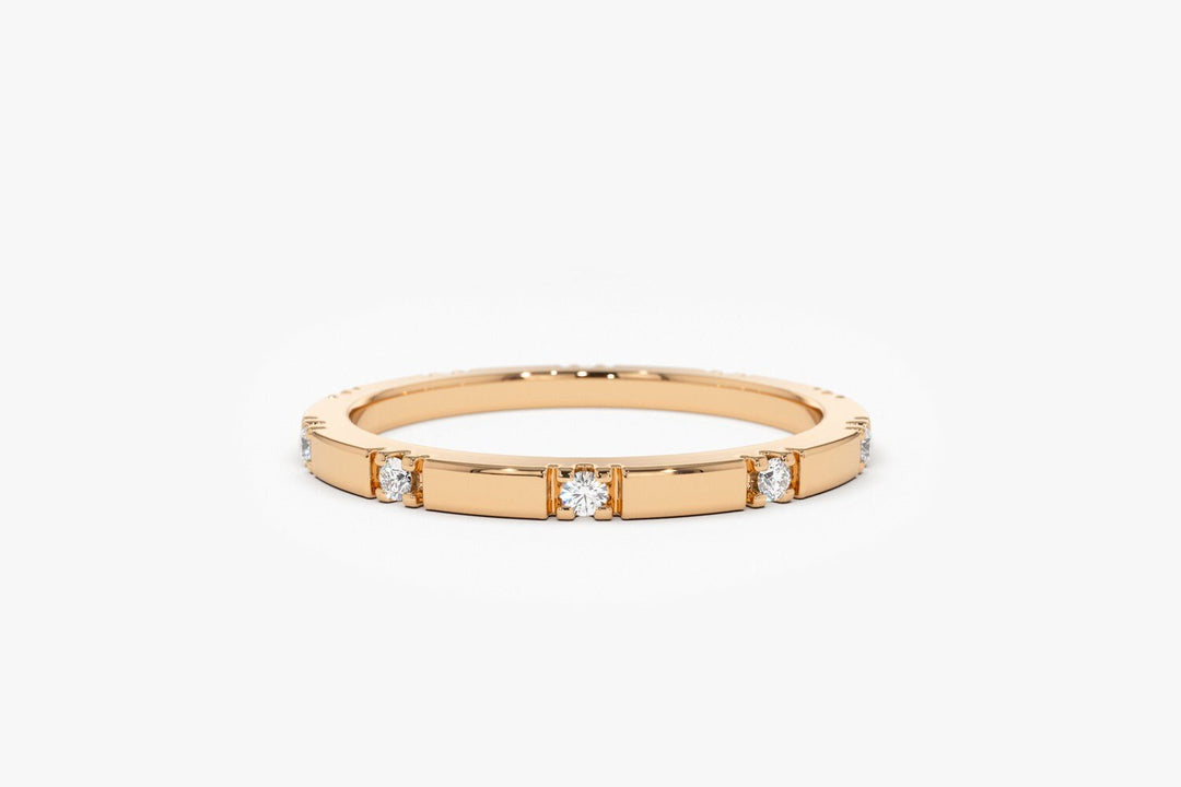 Round Cut Diamond Eternity Stackable Thin Band for Her - Doozy Diamonds
