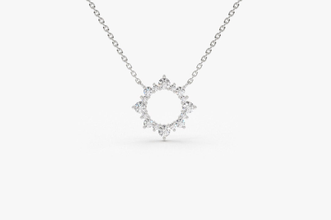 Round Cut Diamond Sun Necklace for Women - Doozy Diamonds