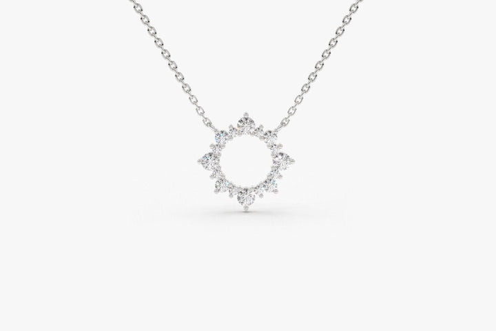 Round Cut Diamond Sun Necklace for Women - Doozy Diamonds