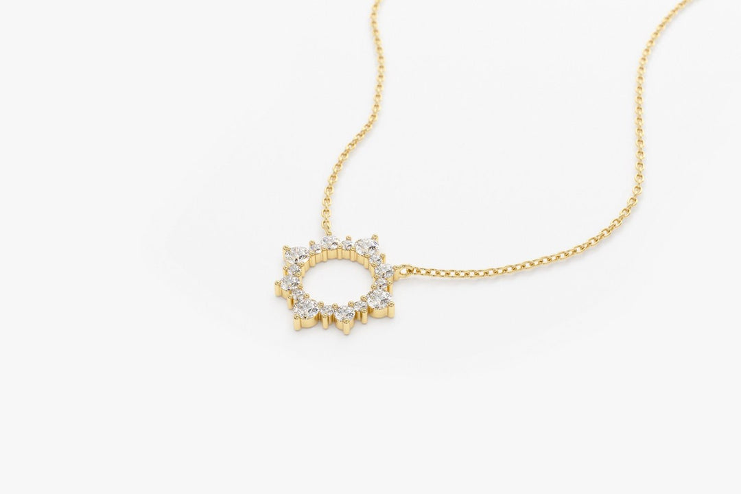 Round Cut Diamond Sun Necklace for Women - Doozy Diamonds