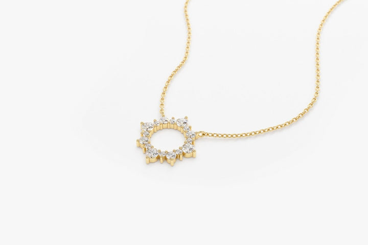 Round Cut Diamond Sun Necklace for Women - Doozy Diamonds