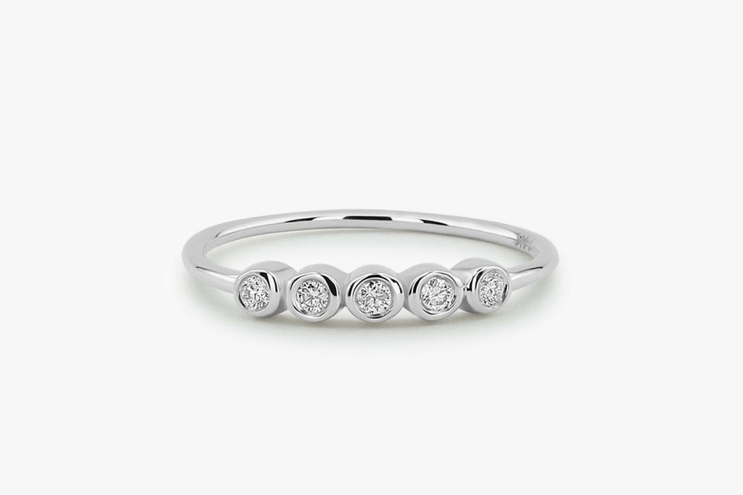 Bezel Set Round Cut Five Stone Diamond Band for Women - Doozy Diamonds