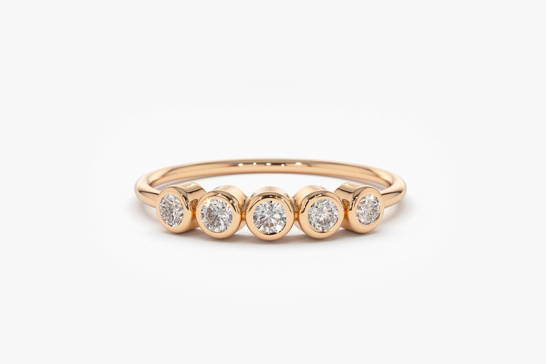 Bezel Set Round Cut Five Stone Diamond Band for Women - Doozy Diamonds