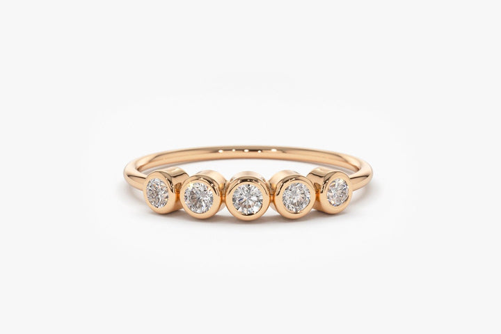 Bezel Set Round Cut Five Stone Diamond Band for Women - Doozy Diamonds