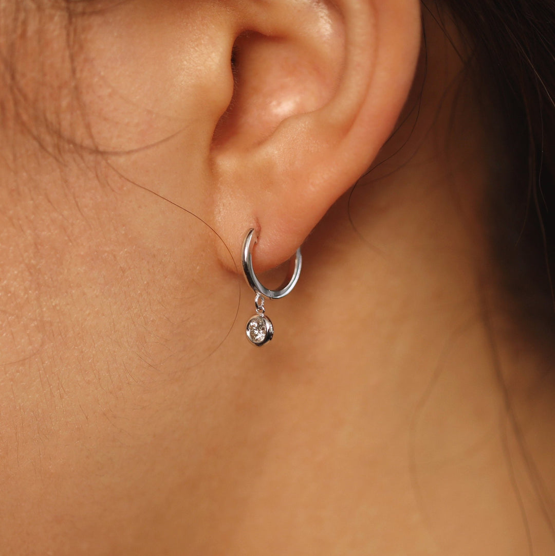 0.5CT Bezel Set Round lab grown diamonds Huggie Hoop Earrings For Women - Doozy Diamonds