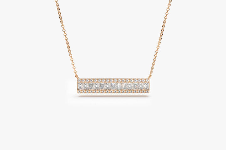 Bar Baguette Diamond Pendant Necklace for Christmas Gift - Doozy Diamonds
