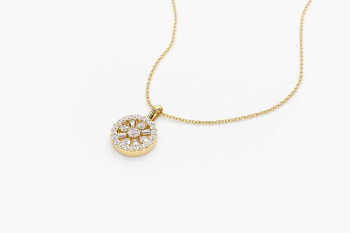 Round & Baguette Cut Diamond Necklace for Anniversary Gift - Doozy Diamonds