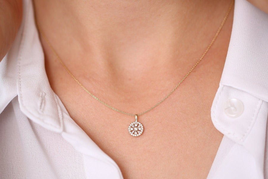 Round & Baguette Cut Diamond Necklace for Anniversary Gift - Doozy Diamonds