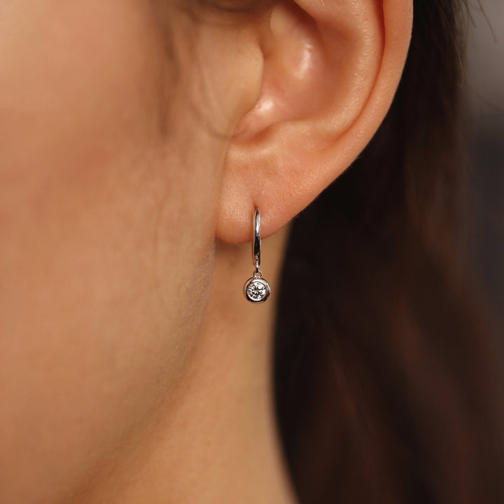 0.5CT Bezel Set Round lab grown diamonds Huggie Hoop Earrings For Women - Doozy Diamonds