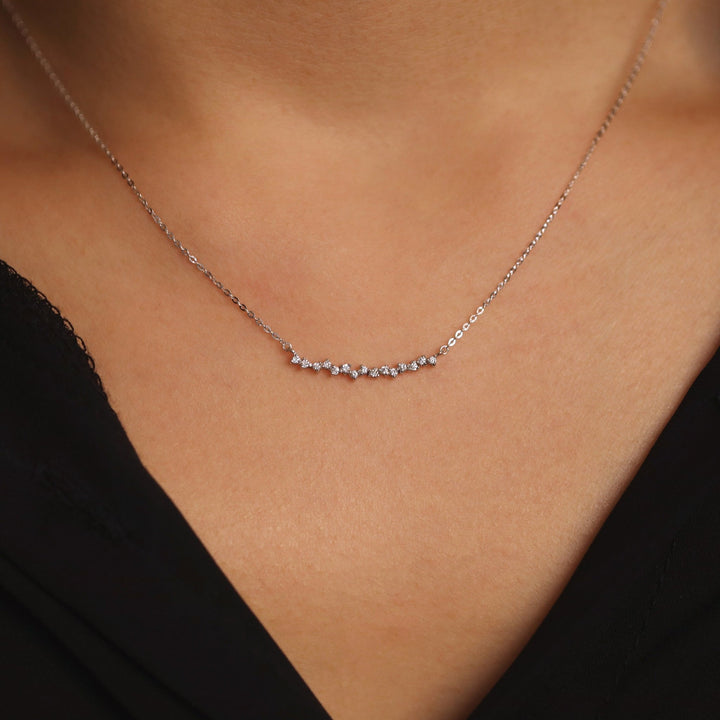 Round Cut Diamond Curved Cluster Necklace for Women - Doozy Diamonds