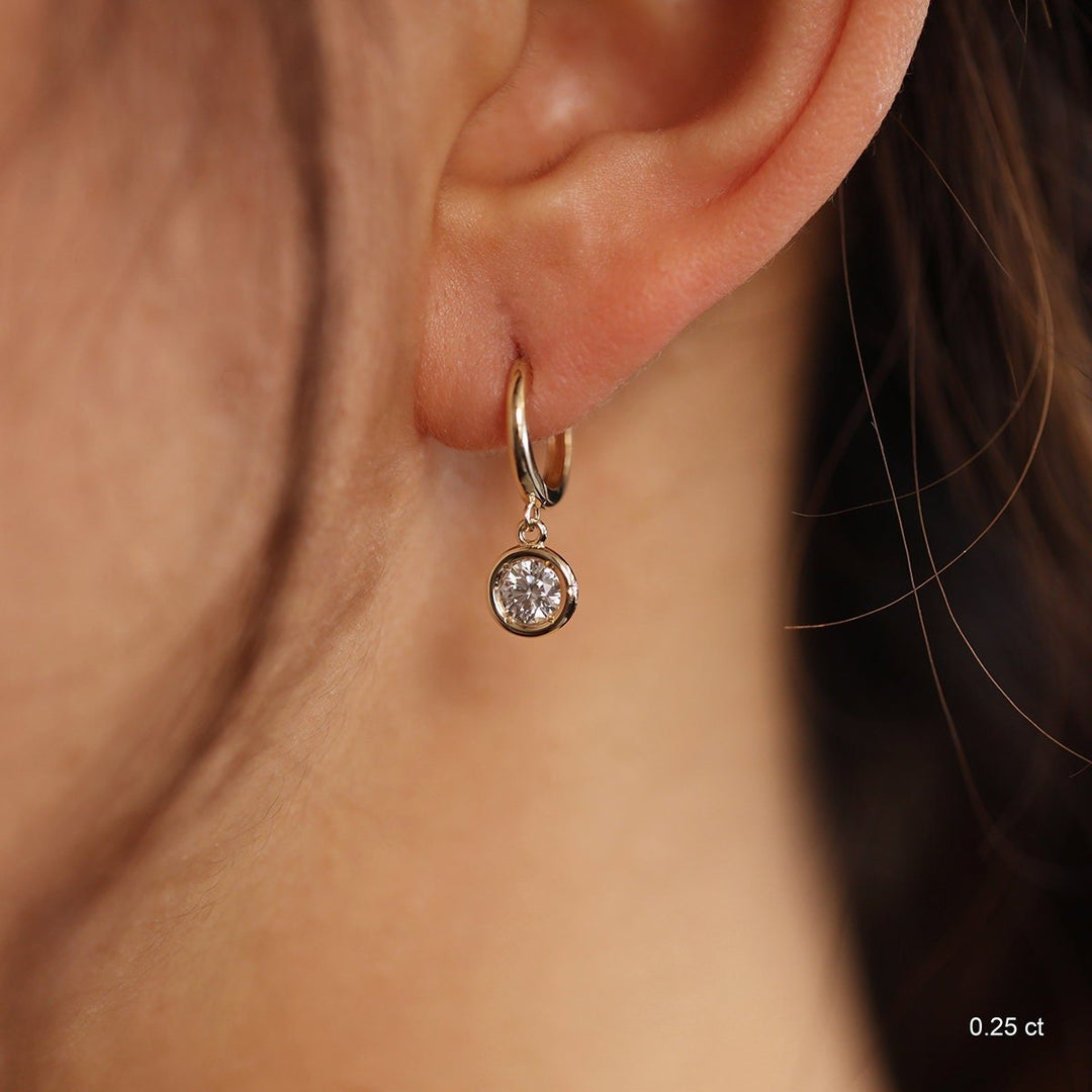 0.5CT Bezel Set Round lab grown diamonds Huggie Hoop Earrings For Women - Doozy Diamonds