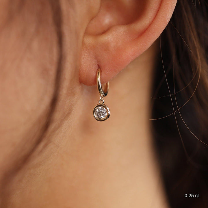 0.5CT Bezel Set Round lab grown diamonds Huggie Hoop Earrings For Women - Doozy Diamonds