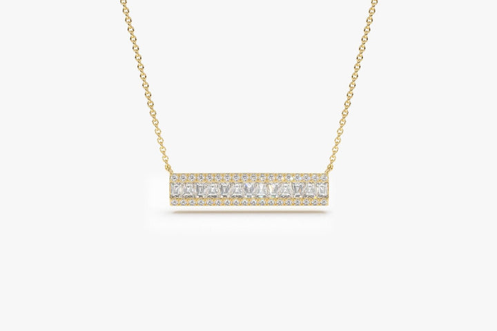 Bar Baguette Diamond Pendant Necklace for Christmas Gift - Doozy Diamonds