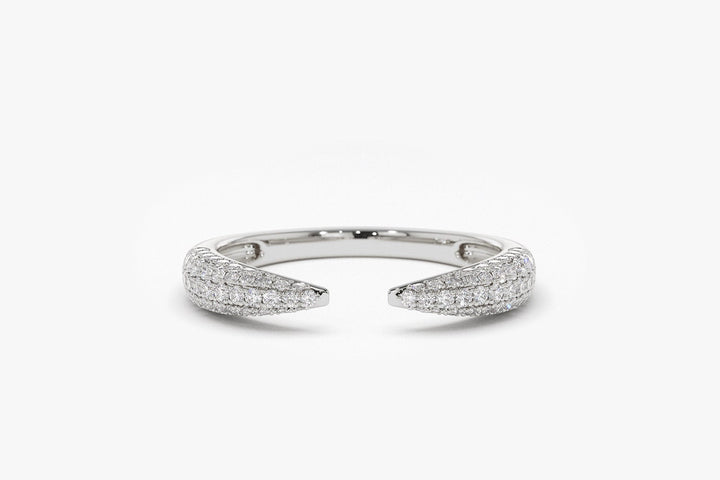 Round Cut Open Claw Micro Pave Diamond Ring for Women - Doozy Diamonds