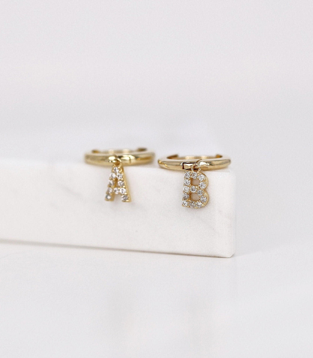 0.32CT Round lab grown diamonds Initial Huggie Hoop Earring For Women - Doozy Diamonds