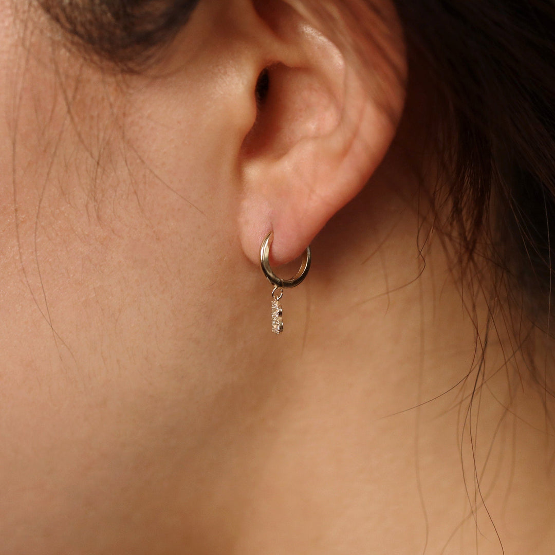 0.32CT Round lab grown diamonds Initial Huggie Hoop Earring For Women - Doozy Diamonds