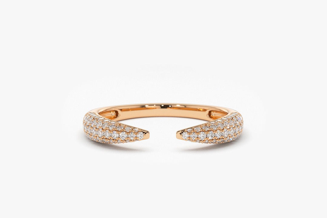 Round Cut Open Claw Micro Pave Diamond Ring for Women - Doozy Diamonds