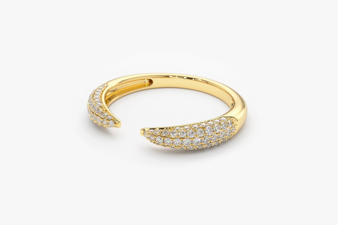 Round Cut Open Claw Micro Pave Diamond Ring for Women - Doozy Diamonds