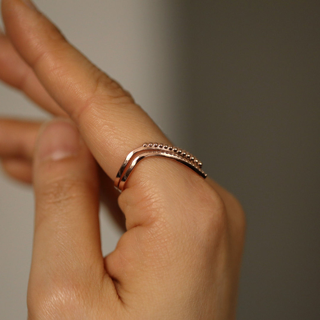0.15CT Round V Shaped lab grown diamonds Wedding Band With Matching V Ball Shaped Band - Doozy Diamonds