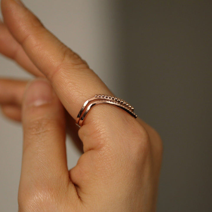 0.15CT Round V Shaped lab grown diamonds Wedding Band With Matching V Ball Shaped Band - Doozy Diamonds