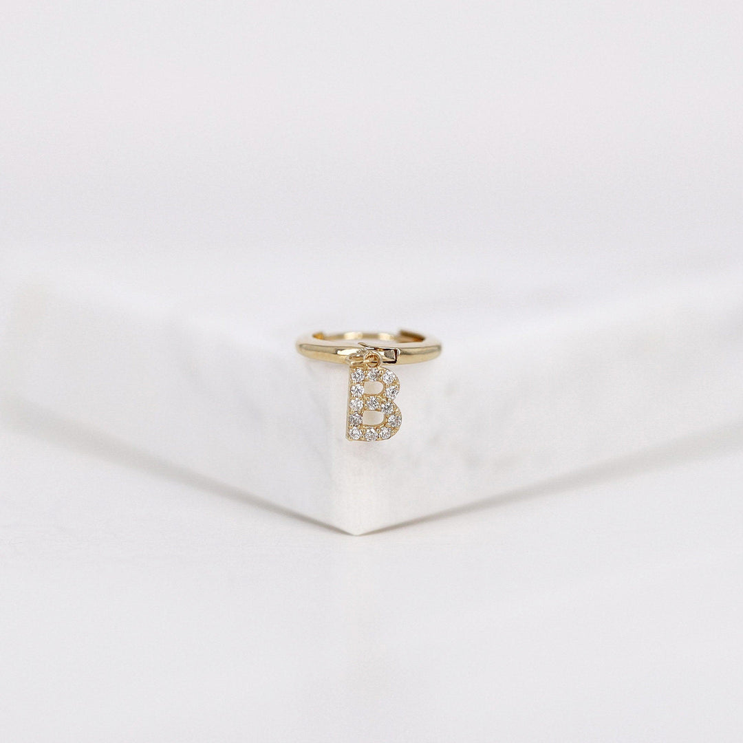 0.32CT Round lab grown diamonds Initial Huggie Hoop Earring For Women - Doozy Diamonds