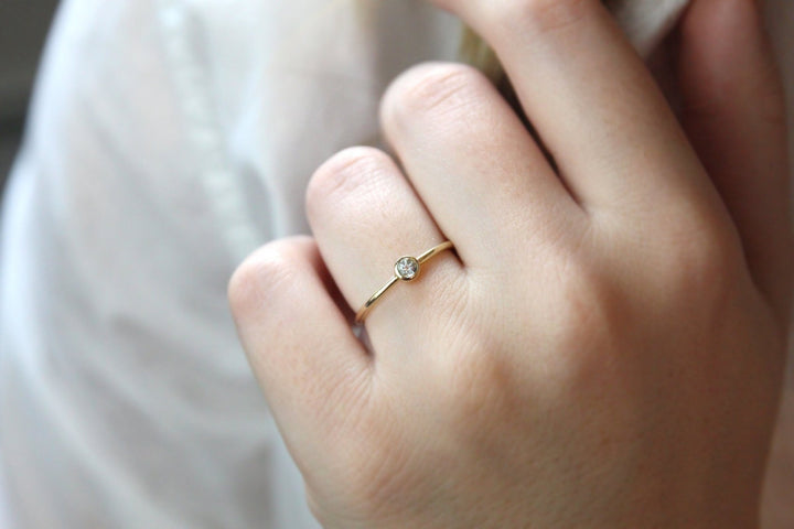 Bezel Set Round Cut Diamond Ring for Her for Birthday Gift - Doozy Diamonds