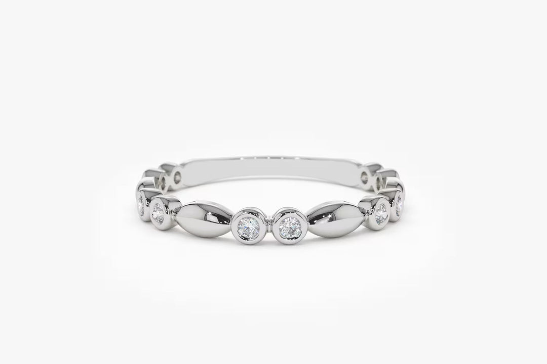 Round Cut Diamond Unique Wedding Stack Ring for Women - Doozy Diamonds