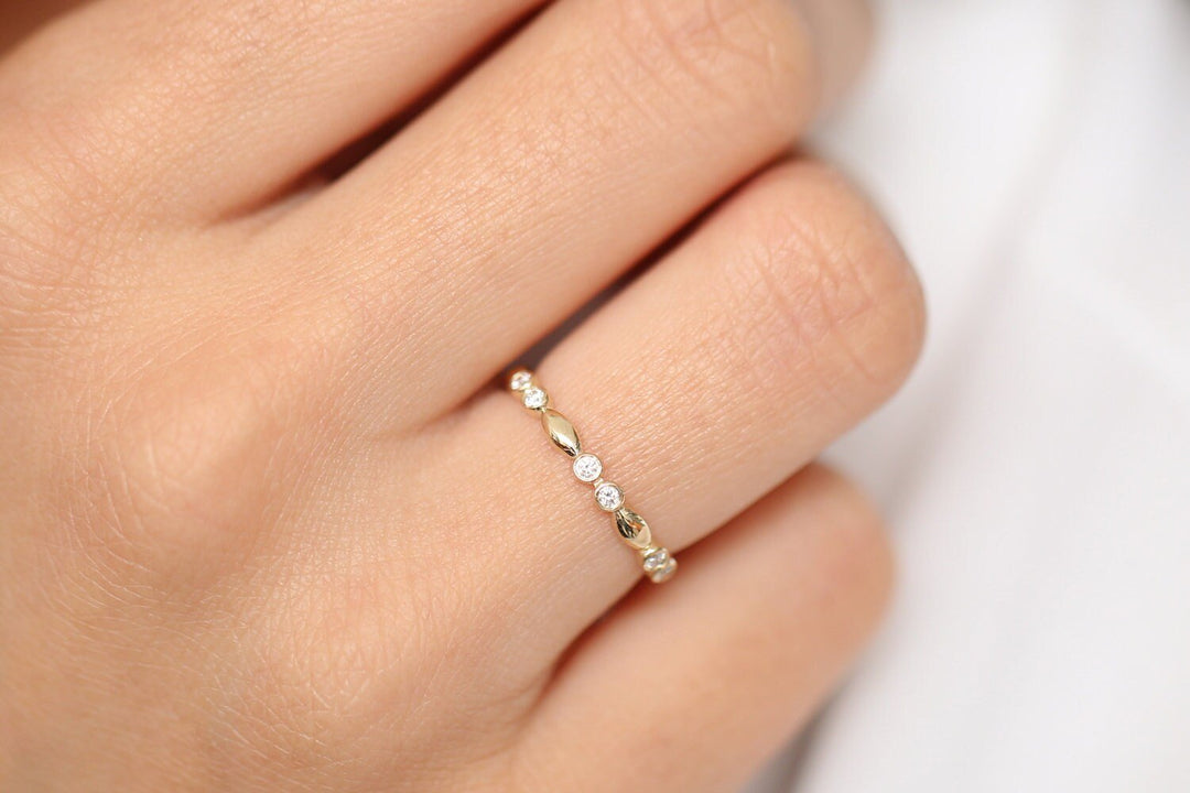 Round Cut Diamond Unique Wedding Stack Ring for Women - Doozy Diamonds