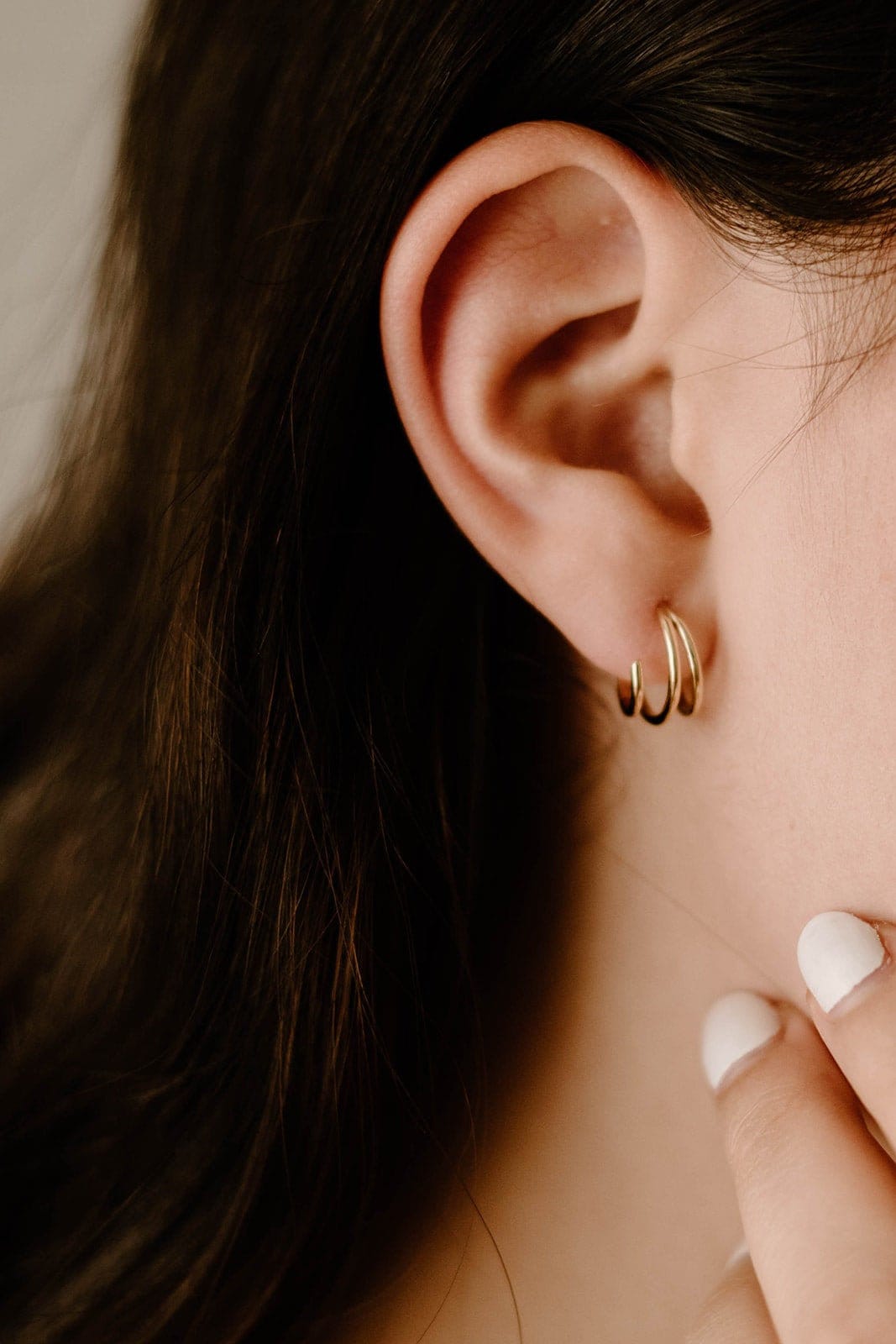 CLAW - Layered Mini Huggie Hoop lab grown diamond Earrings In 18K Yellow Gold - Doozy Diamonds