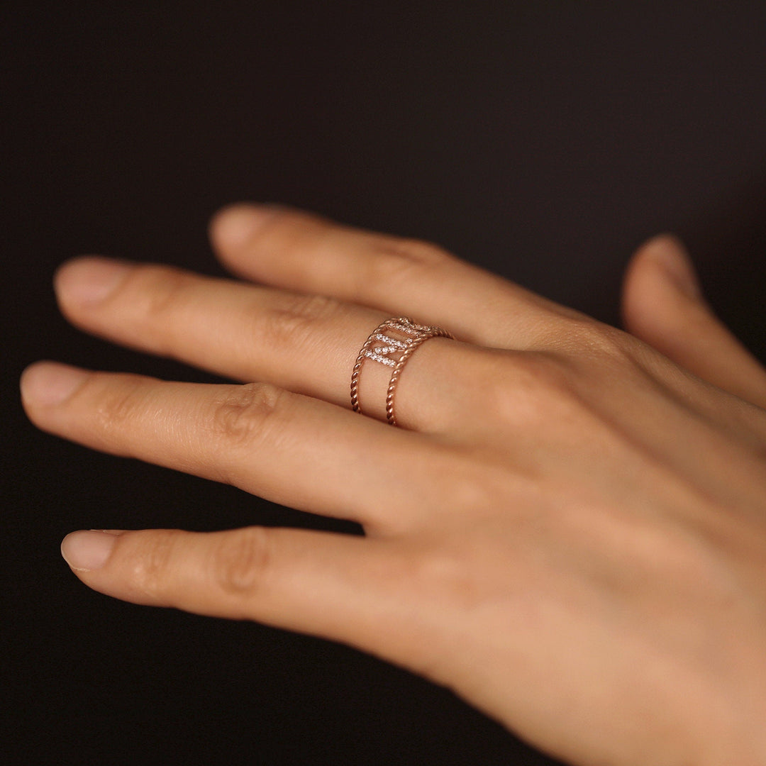 0.22CT Initial Braided lab grown diamonds Double Wedding Band - Doozy Diamonds