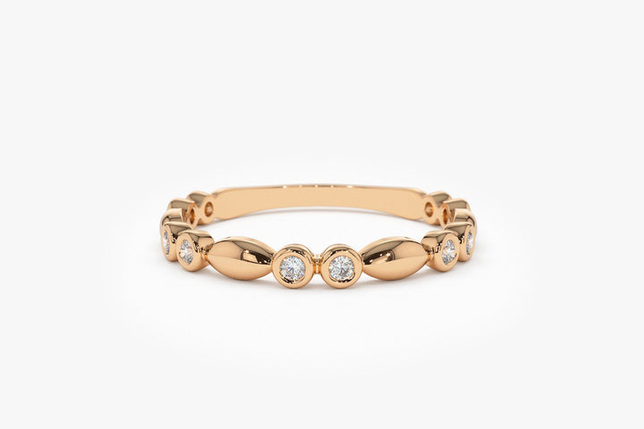 Round Cut Diamond Unique Wedding Stack Ring for Women - Doozy Diamonds