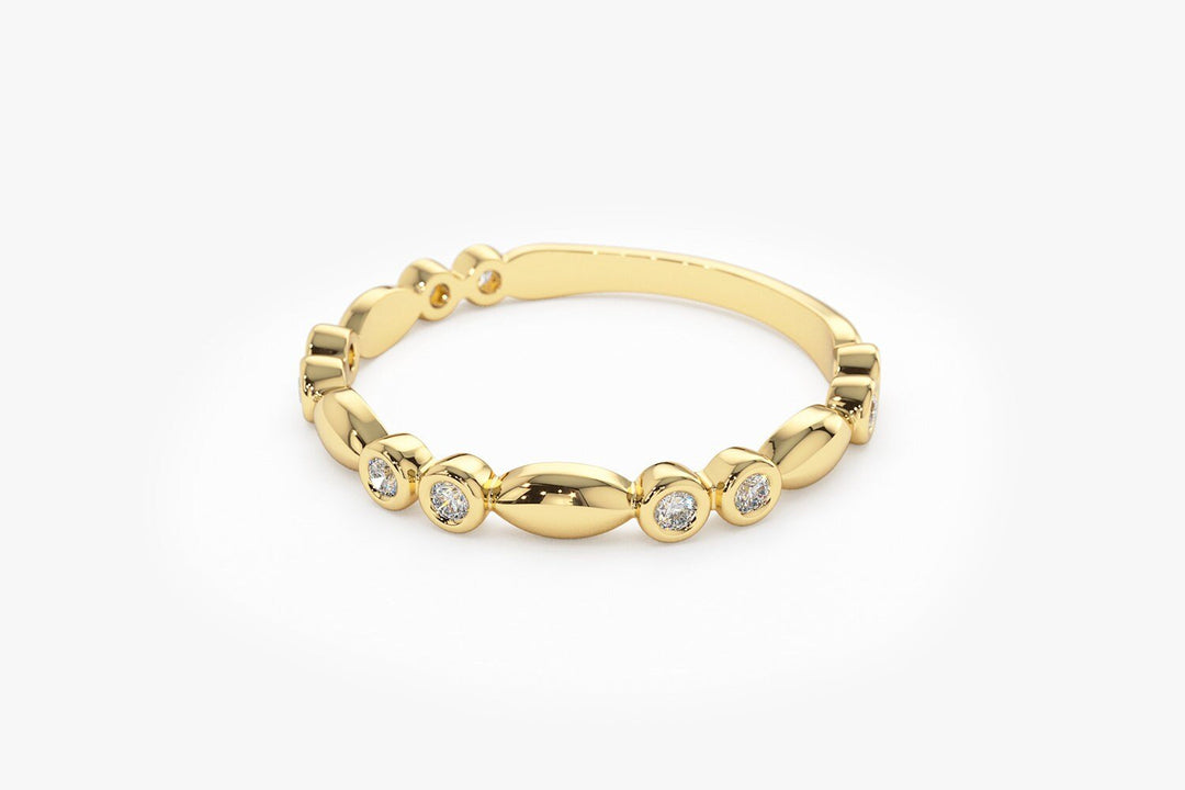 Round Cut Diamond Unique Wedding Stack Ring for Women - Doozy Diamonds