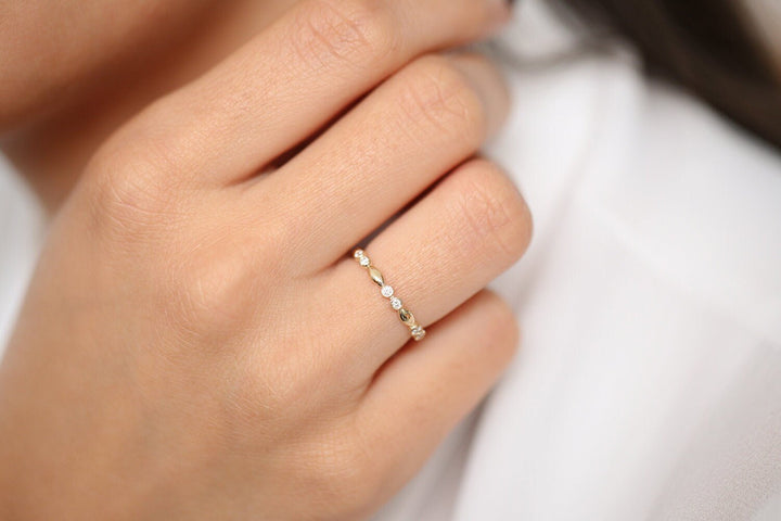Round Cut Diamond Unique Wedding Stack Ring for Women - Doozy Diamonds