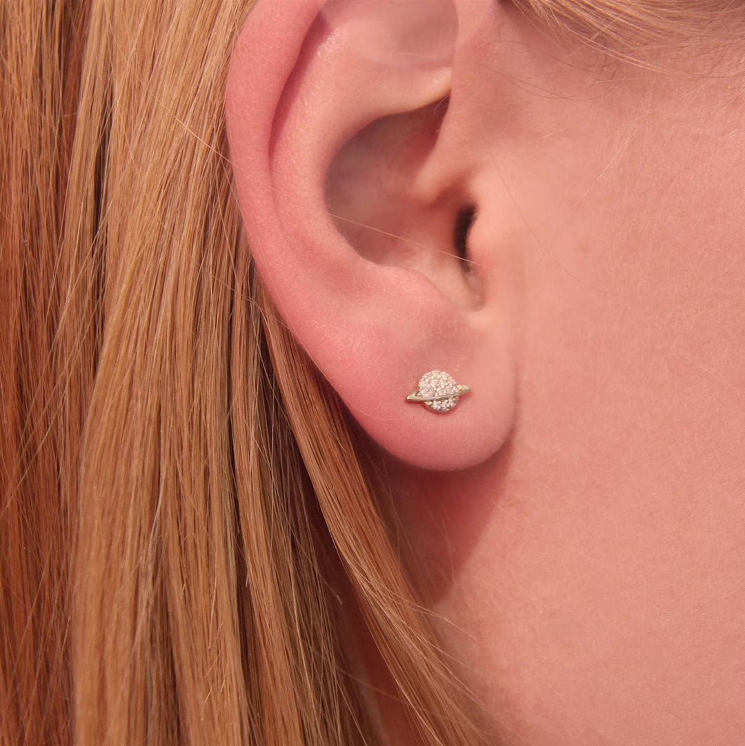 0.13CT Round Saturn lab grown diamonds Stud Earrings For Women - Doozy Diamonds