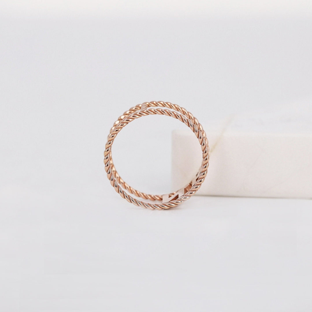 0.22CT Initial Braided lab grown diamonds Double Wedding Band - Doozy Diamonds