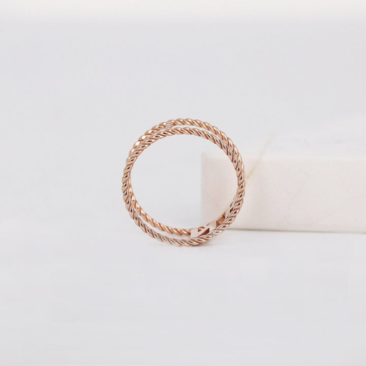 0.22CT Initial Braided lab grown diamonds Double Wedding Band - Doozy Diamonds
