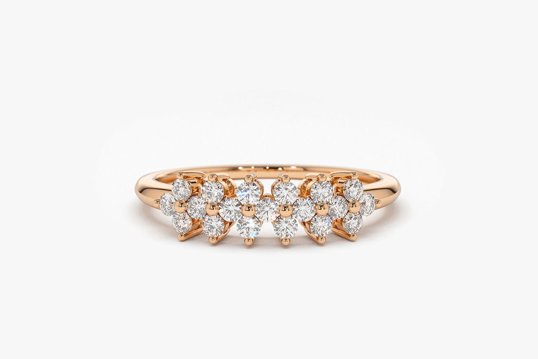 Round Cut Diamond Cluster Wedding Ring in 18K Solid Gold for Women - Doozy Diamonds