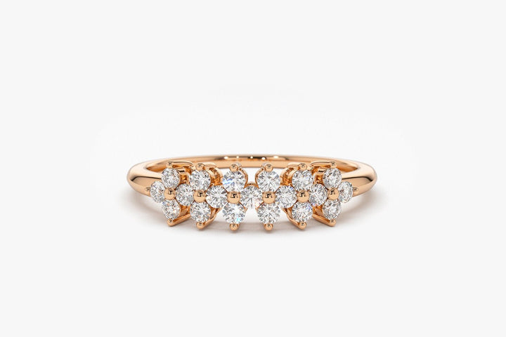 Round Cut Diamond Cluster Wedding Ring in 18K Solid Gold for Women - Doozy Diamonds
