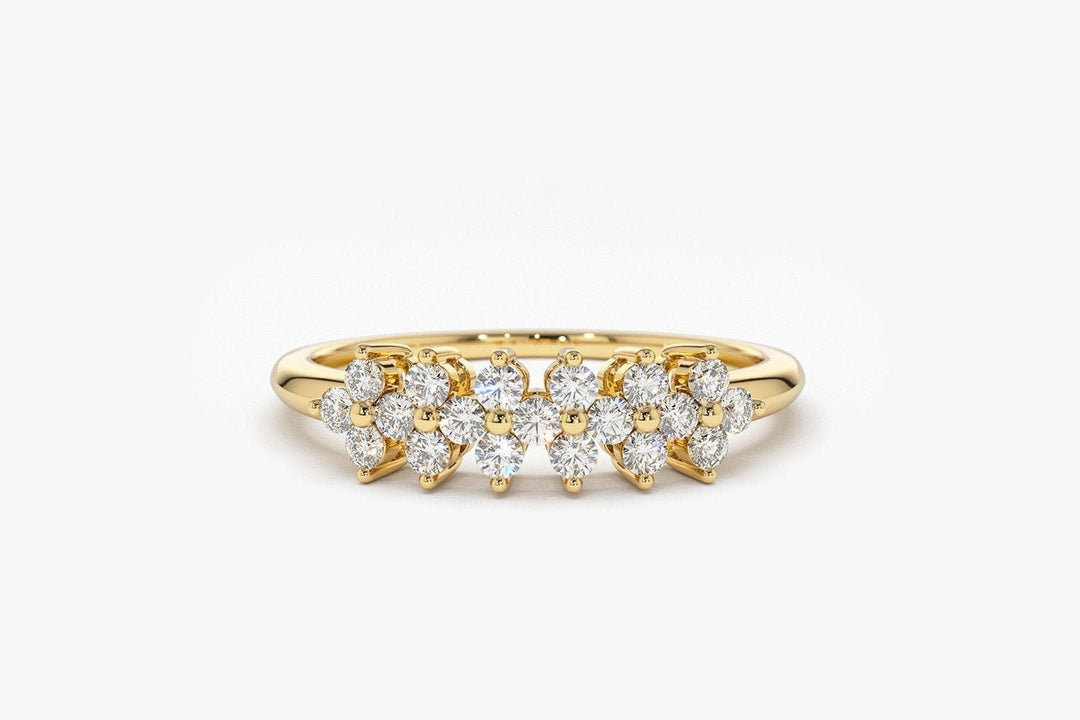 Round Cut Diamond Cluster Wedding Ring in 18K Solid Gold for Women - Doozy Diamonds