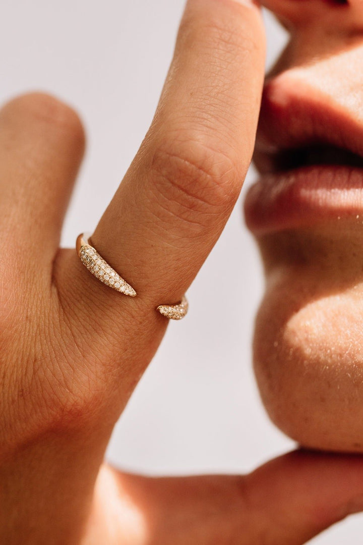 Round Cut Open Claw Micro Pave Diamond Ring for Women - Doozy Diamonds