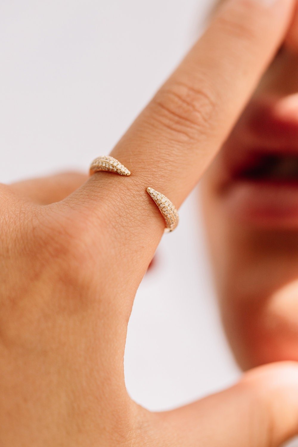 Round Cut Open Claw Micro Pave Diamond Ring for Women - Doozy Diamonds