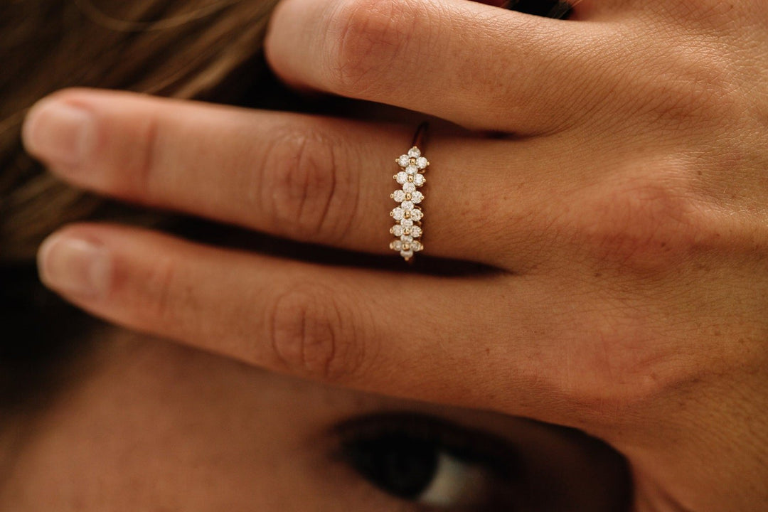 Round Cut Diamond Cluster Wedding Ring in 18K Solid Gold for Women - Doozy Diamonds