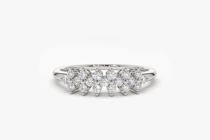 Round Cut Diamond Cluster Wedding Ring in 18K Solid Gold for Women - Doozy Diamonds